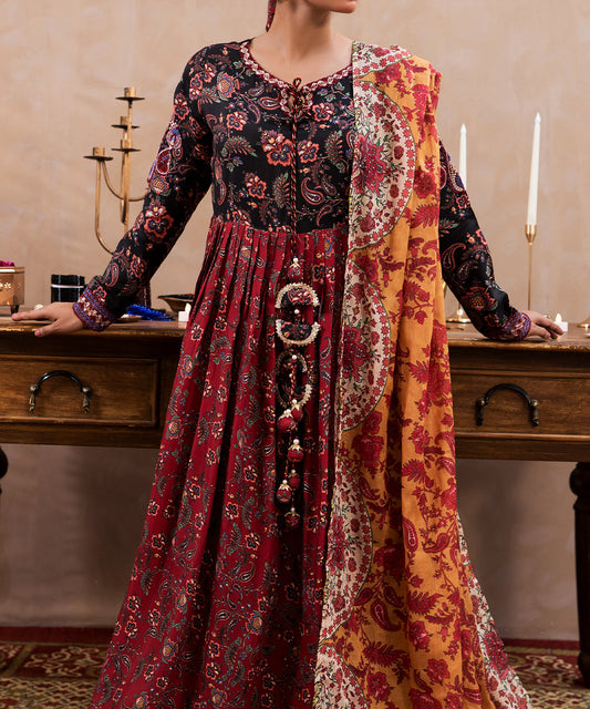 3 Piece - Embroidered Raw silk Suit