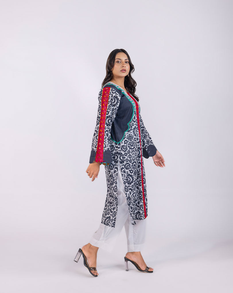 Printed Lawn Embroidrered Shirt