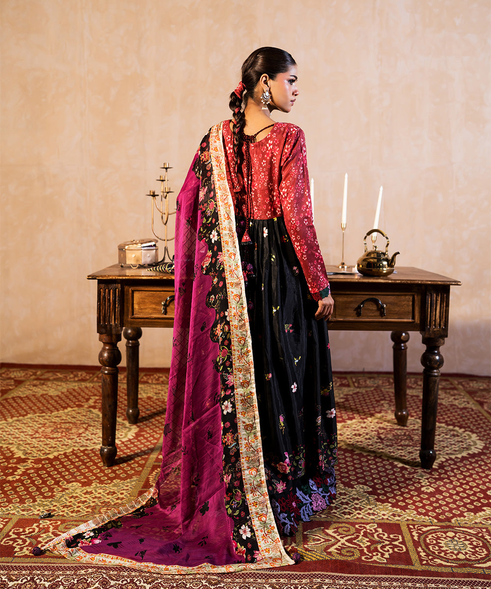 3 Piece - Embroidered Raw silk Suit