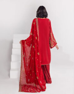 Embroidered Hand Embellished khaddi net Suit