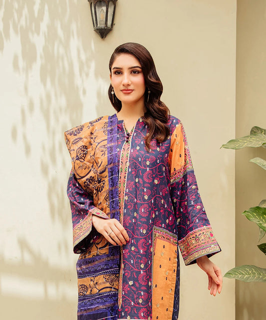Printed Embroided Lawn 3pcs Suit