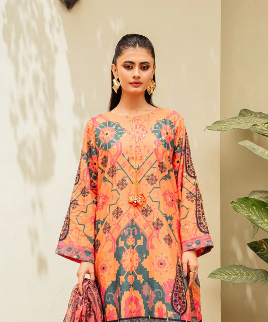 Printed Embroided Lawn 3pcs Suit