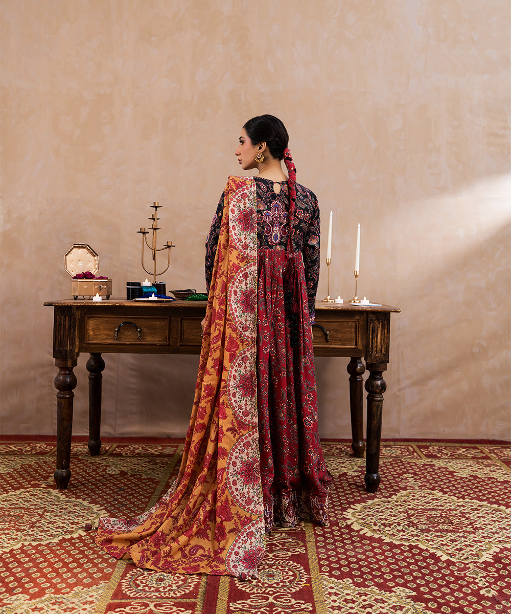 3 Piece - Embroidered Raw silk Suit