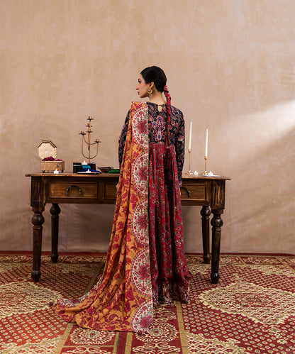 3 Piece - Embroidered Raw silk Suit