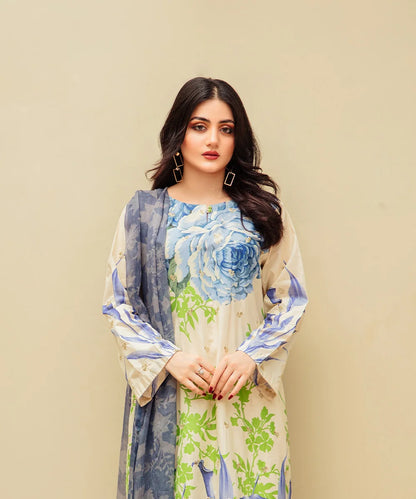 Printed Embroided Lawn 3pcs Suit