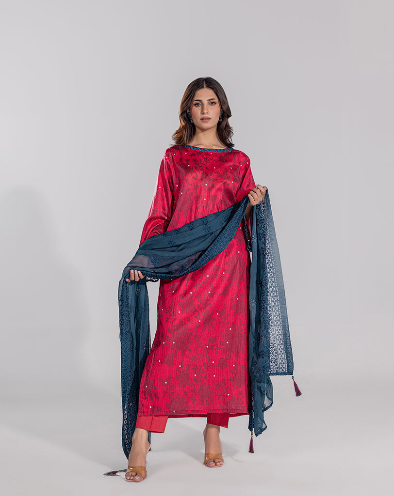 Self Printed Emb Jacquard 3Pcs Suit