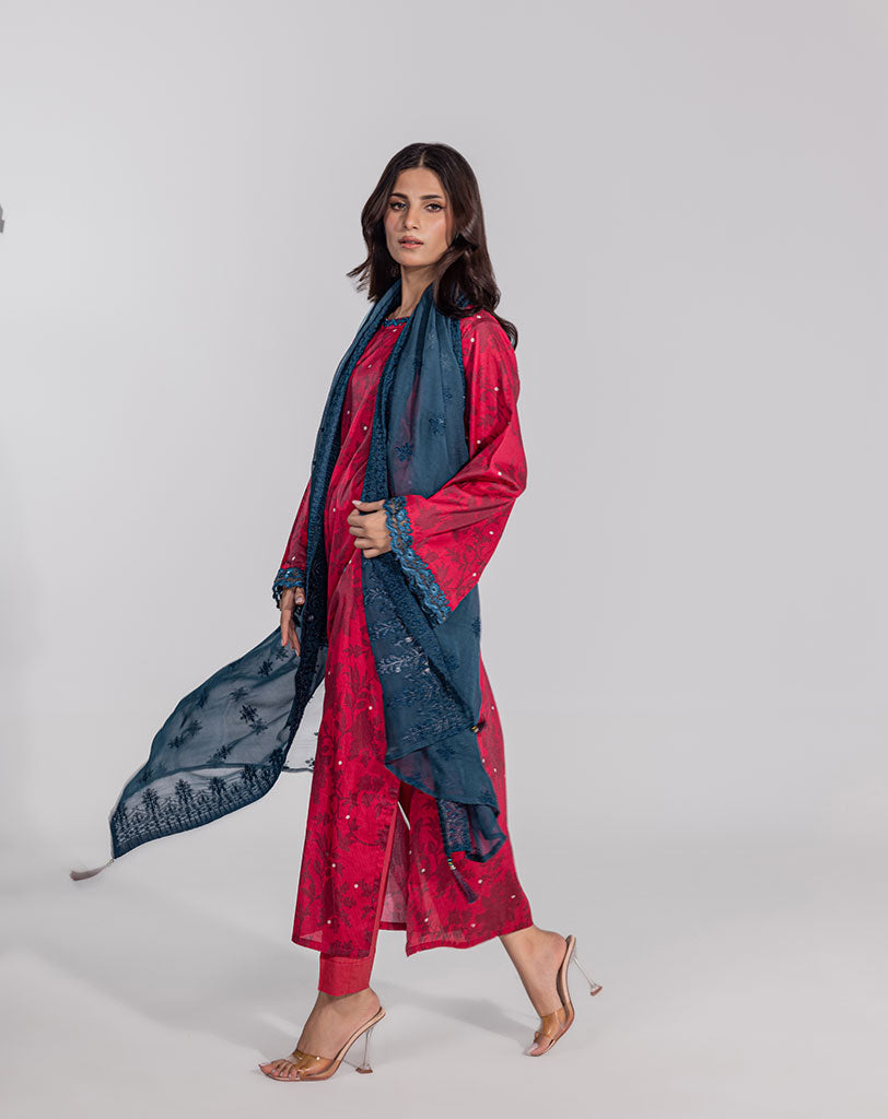 Self Printed Emb Jacquard 3Pcs Suit