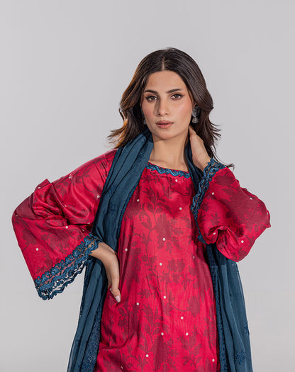 Self Printed Emb Jacquard 3Pcs Suit