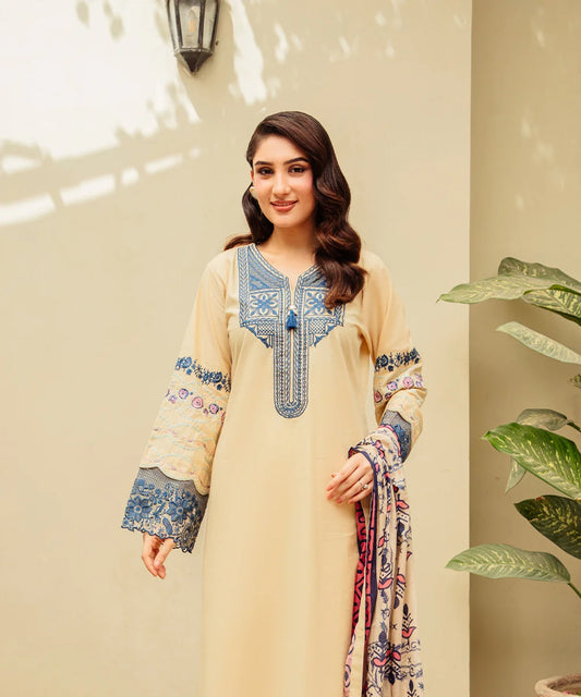 EMBROIDED 3PCS COTTON SUIT
