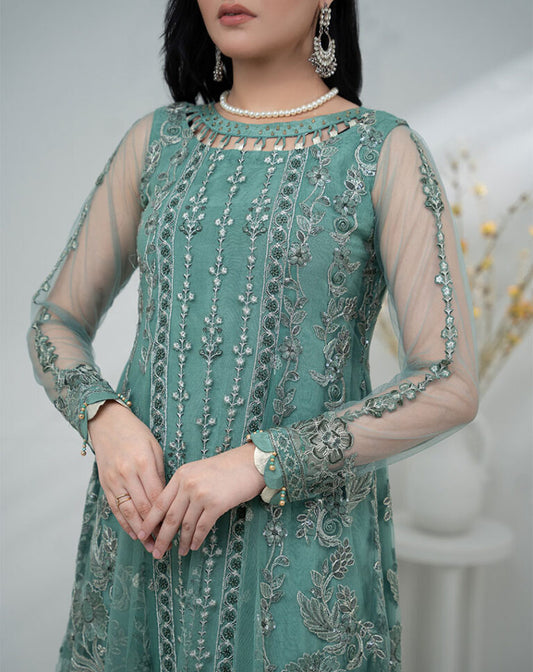 Embroidered Net Luxury Suit