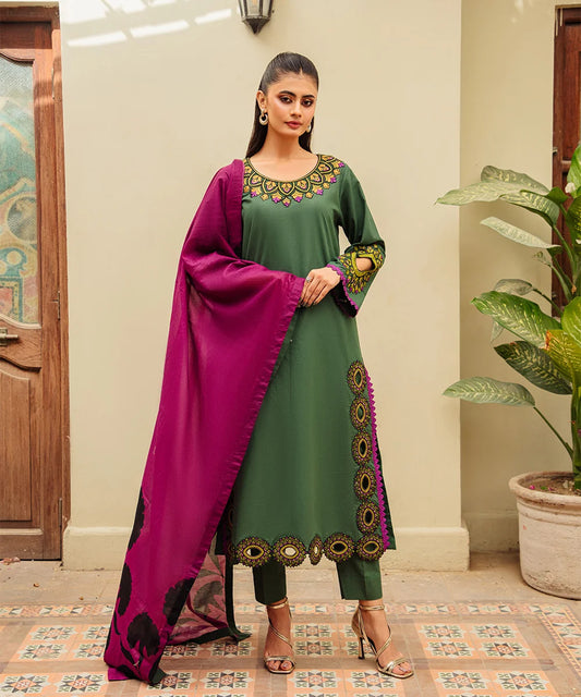 EMBROIDED 3PCS COTTON SUIT