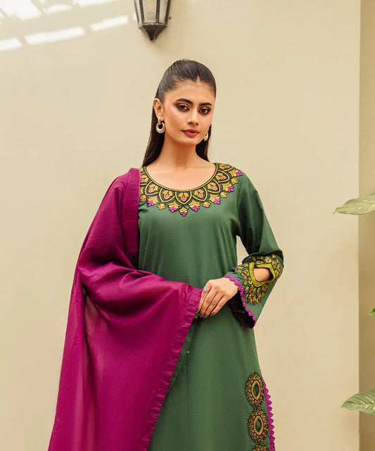 EMBROIDED 3PCS COTTON SUIT