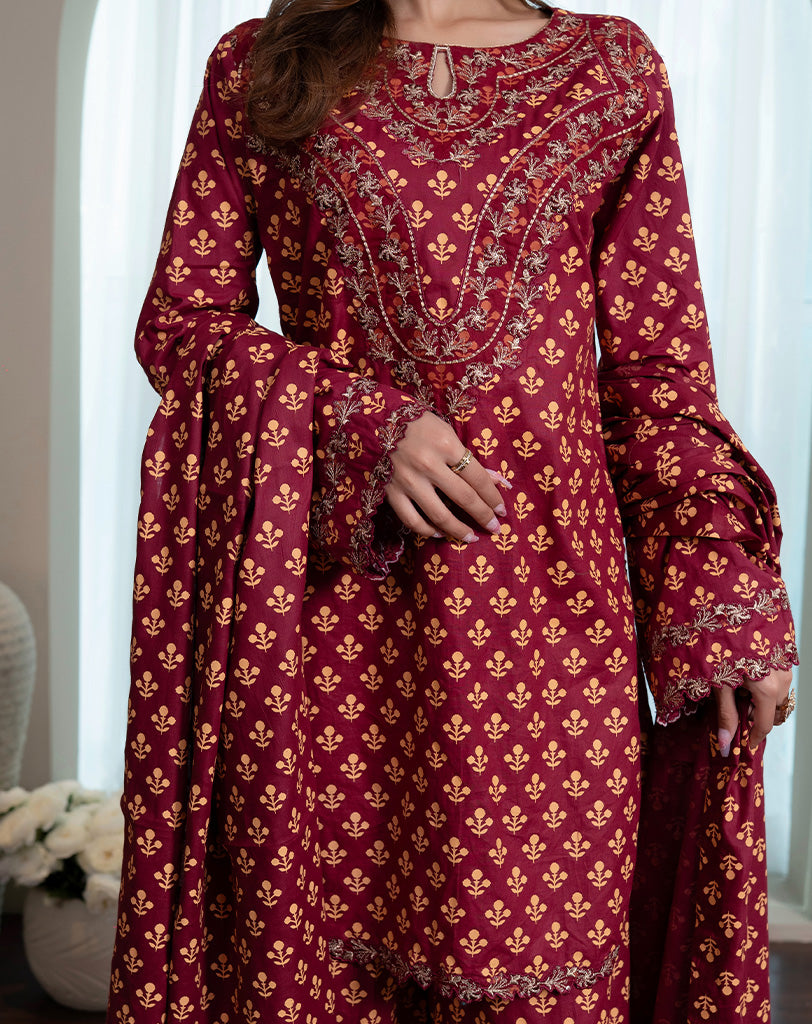 EMBROIDED 3PCS COTTON SUIT