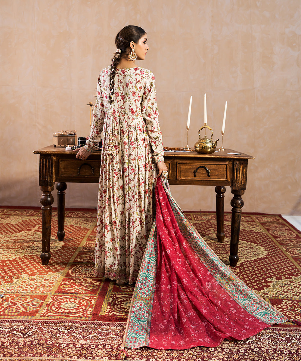 3 Piece - Embroidered Raw silk Suit