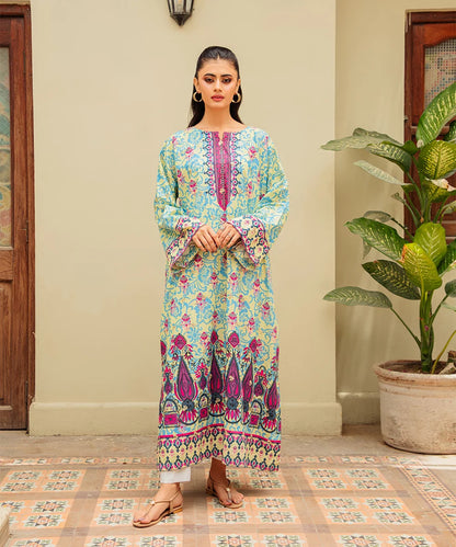 Printed Embroidered Kaftan Lawn Shirt