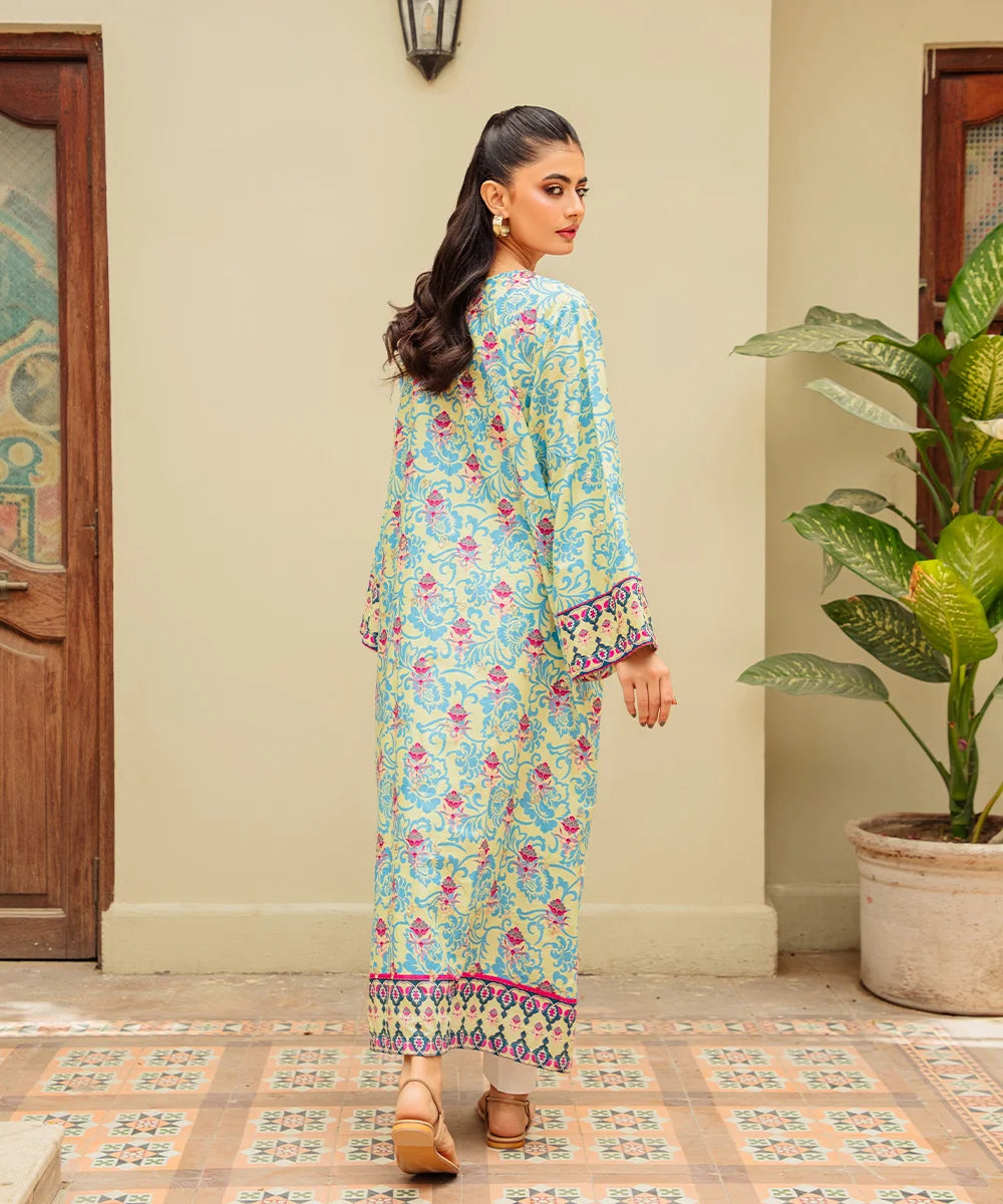 Printed Embroidered Kaftan Lawn Shirt