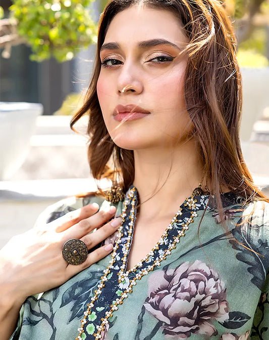 Printed Hand Embellished Lawn 2 Pcs Suit