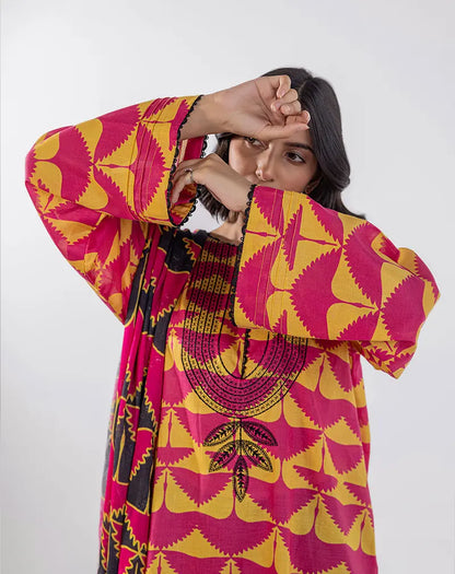 3 Piece-Printed Emb Lawn Unstich Suit