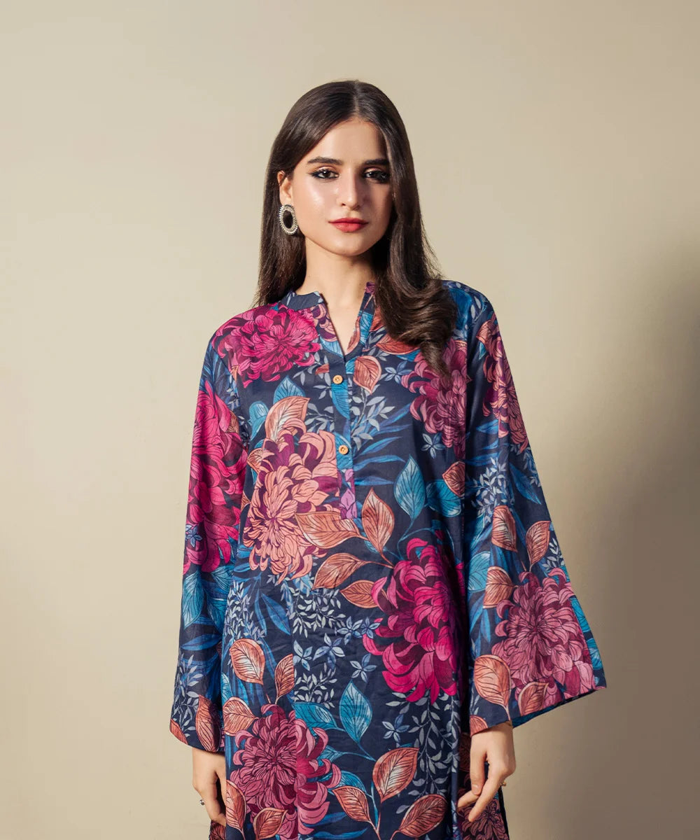 FLORAL PRINTED LAWN LONG SHIRT