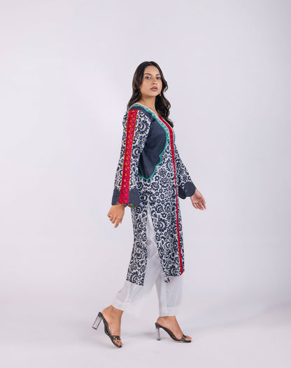 Printed Lawn Embroidrered Shirt