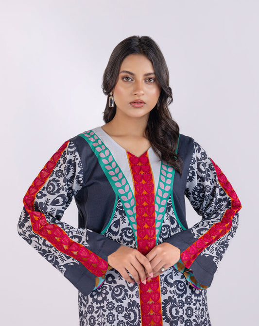 Printed Lawn Embroidrered Shirt