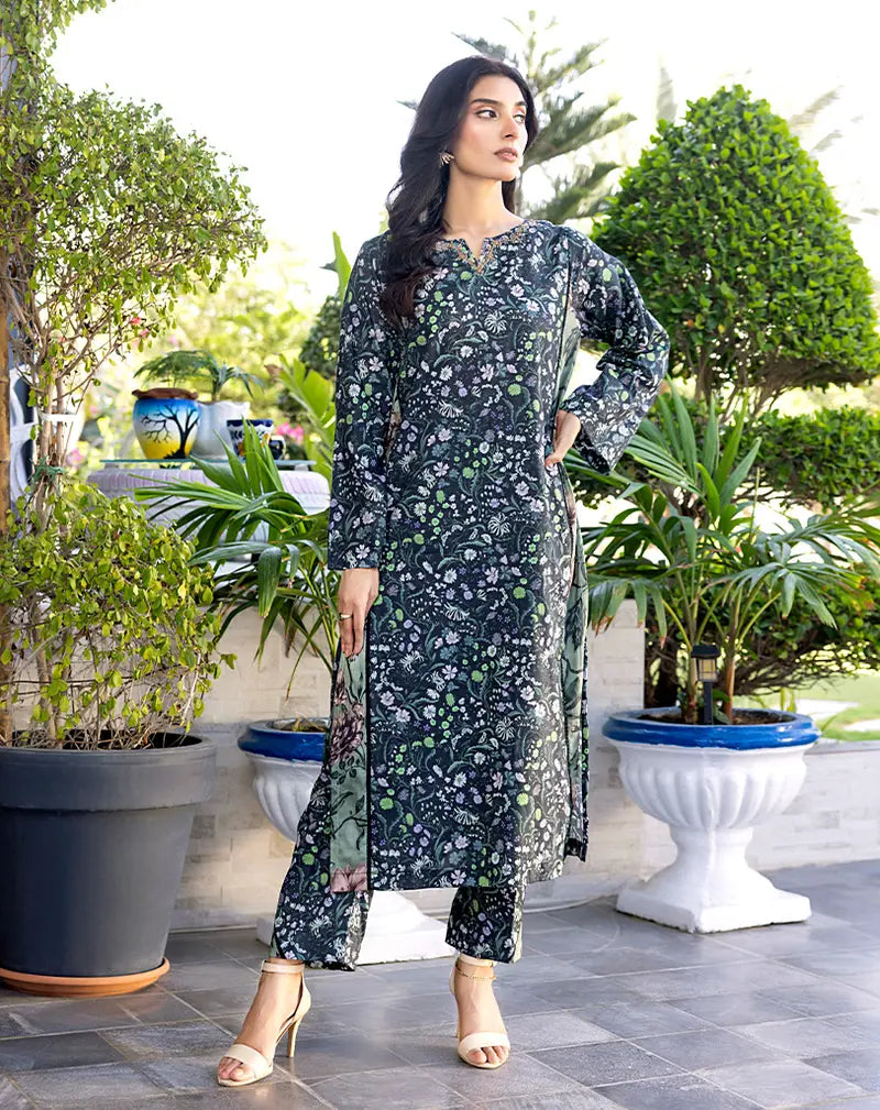 Printed Hand Embellished Lawn 2 Pcs Suit