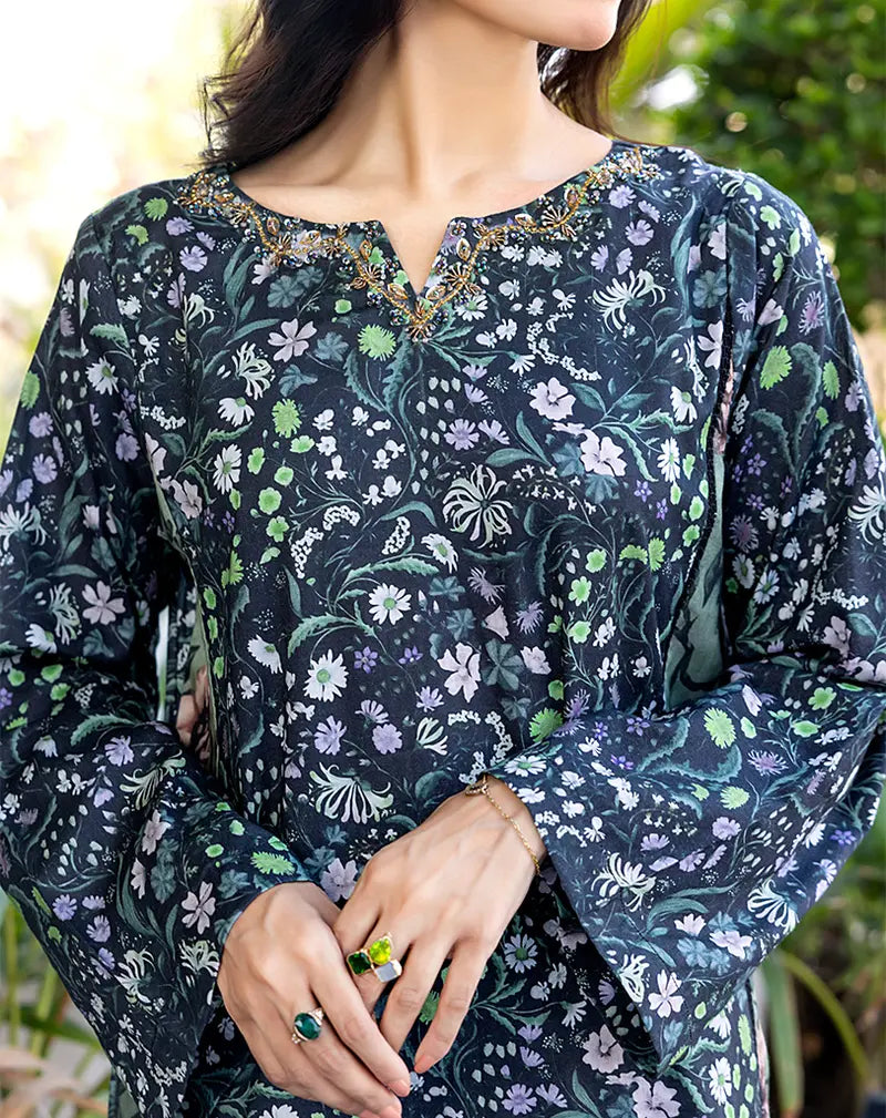 Printed Hand Embellished Lawn 2 Pcs Suit