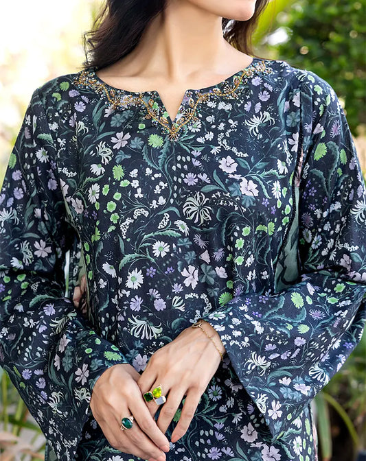 Printed Hand Embellished Lawn 2 Pcs Suit