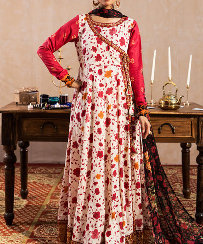 3 Piece - Embroidered Raw silk Suit