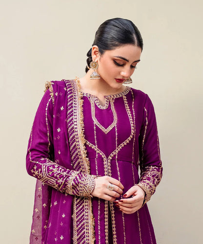 3pcs Chiffon Embroidered Maxi