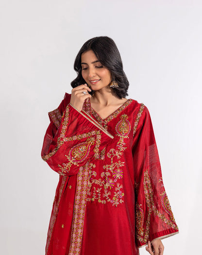 Embroidered Hand Embellished khaddi net Suit