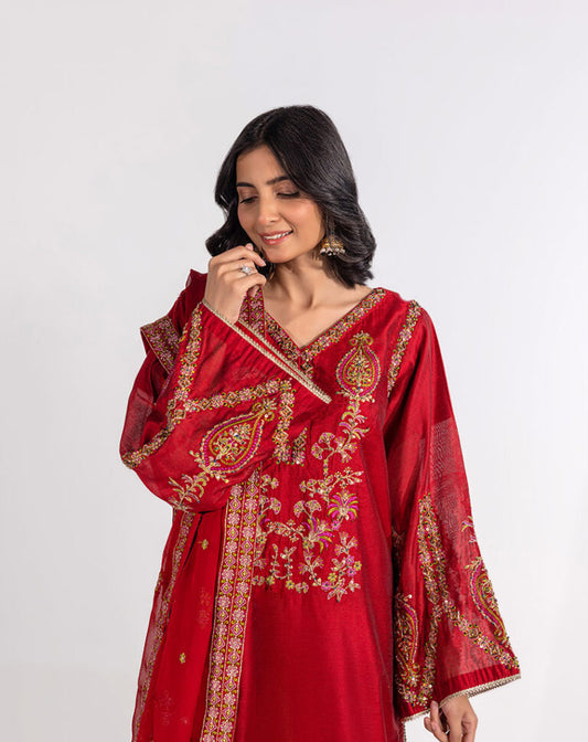Embroidered Hand Embellished khaddi net Suit