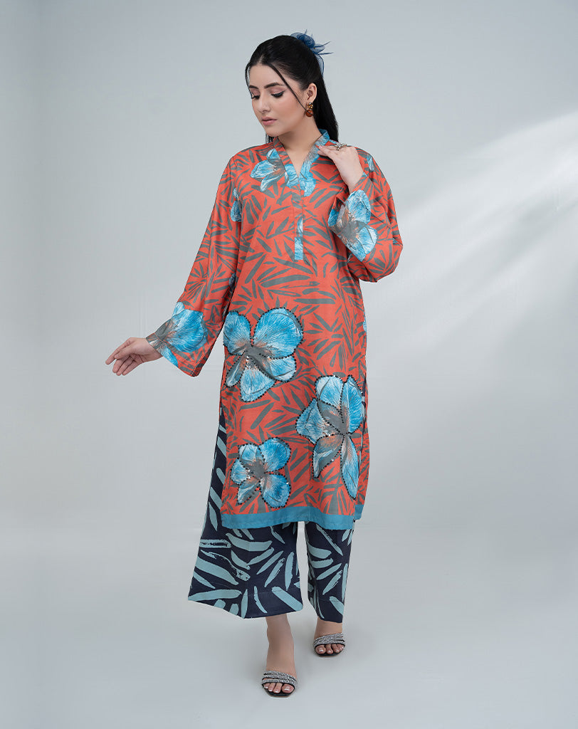 PRINTED SILK 2PCS SUIT