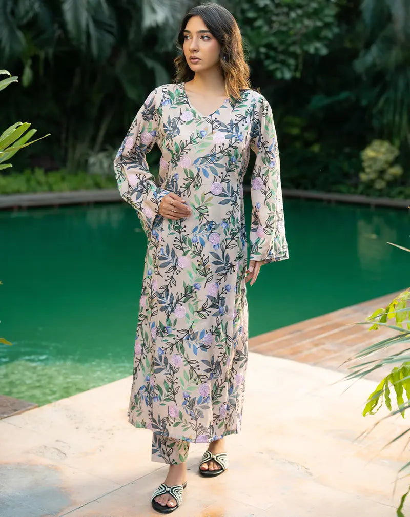 Printed Embroidered Lawn 2 Pc Suit