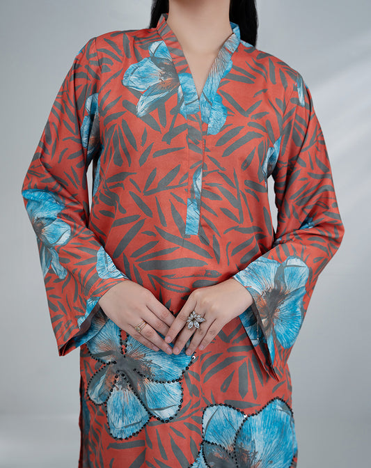 PRINTED SILK 2PCS SUIT