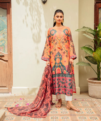 Printed Embroided Lawn 3pcs Suit