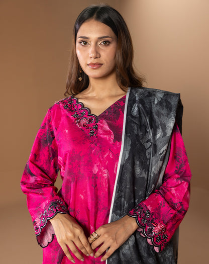 Printed embroided Lawn 2pcs Suit