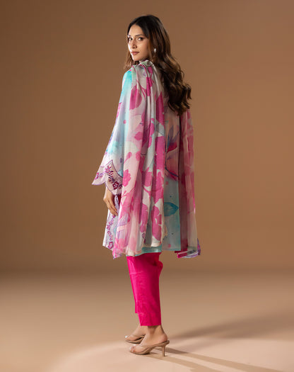 Printed Embroided Lawn 3pcs Suit