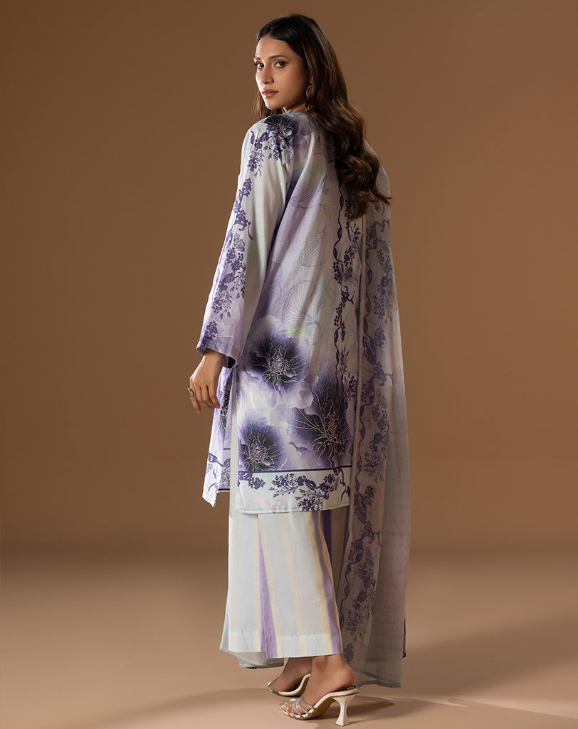 Printed Embroided Lawn 3pcs Suit