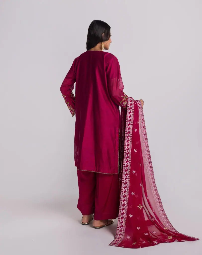 Embroidered Hand Embellished khaddi net Suit