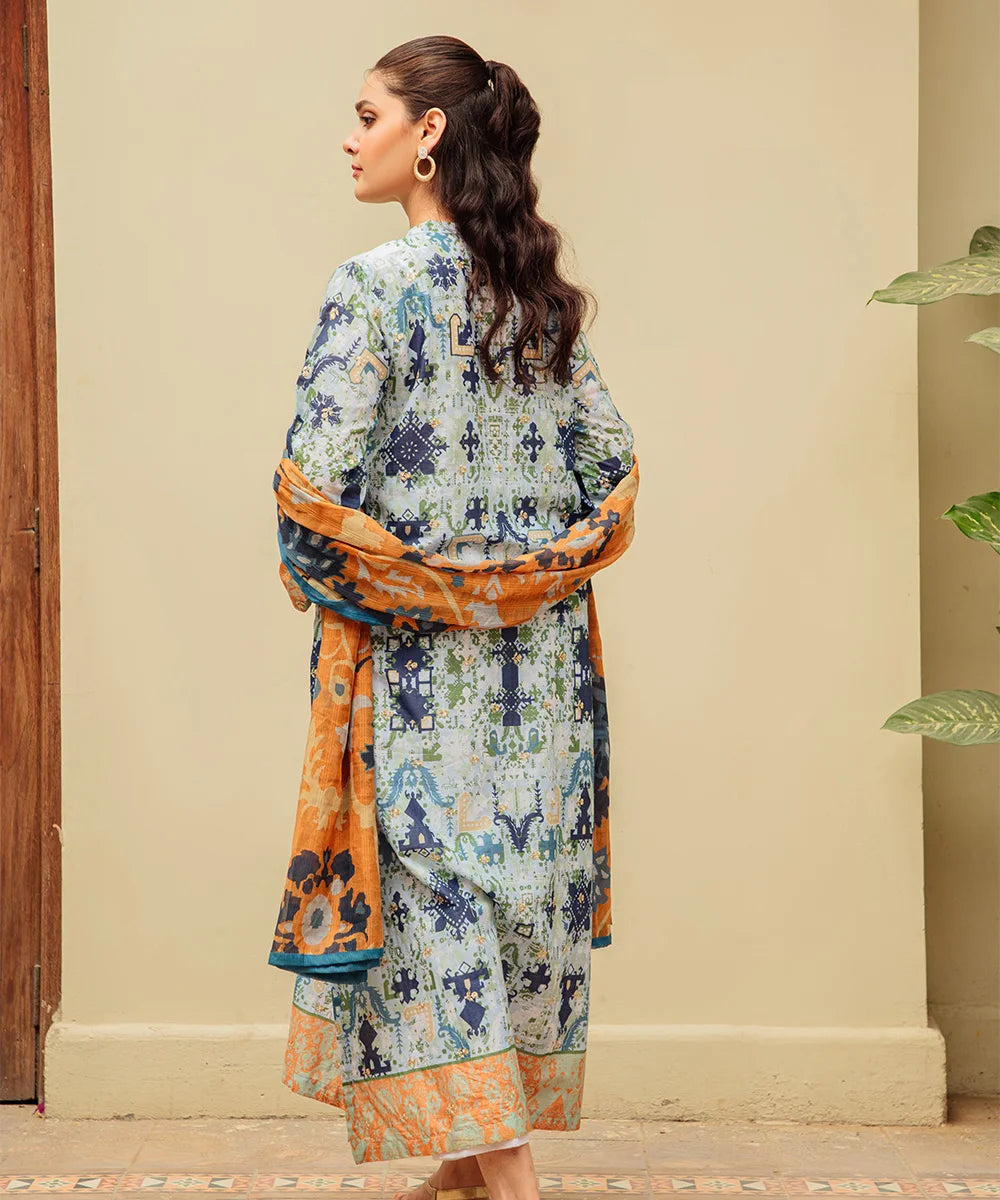 Printed Embroided Lawn 3pcs Suit