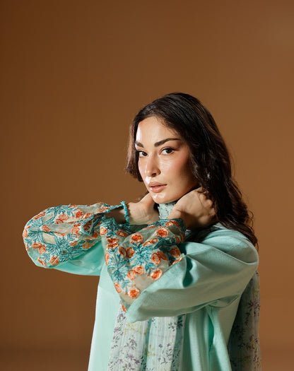 EMBROIDED 3PCS SELF COTTON SUIT