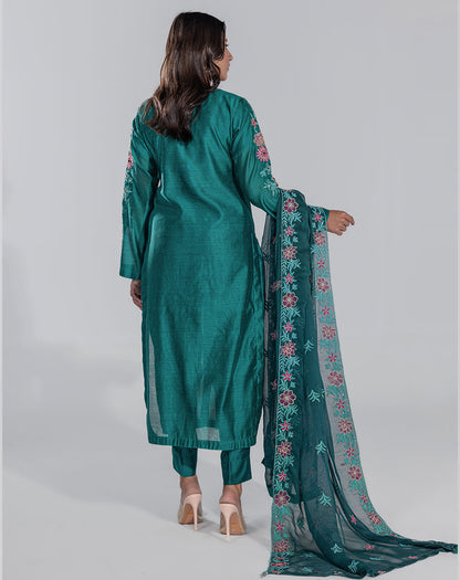 Embroidered Hand Embellished khaddi net Suit