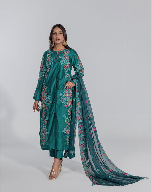Embroidered Hand Embellished khaddi net Suit