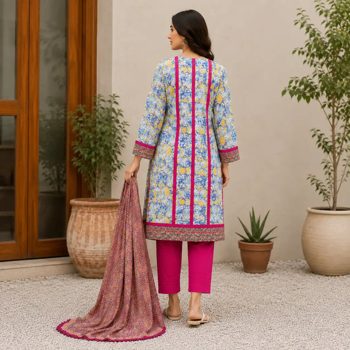 3 pcs printed suit.