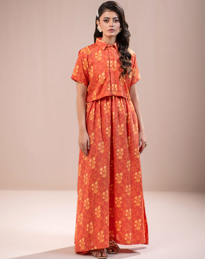 PRINTED RAW SILK 2PCS SUIT