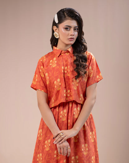 PRINTED RAW SILK 2PCS SUIT