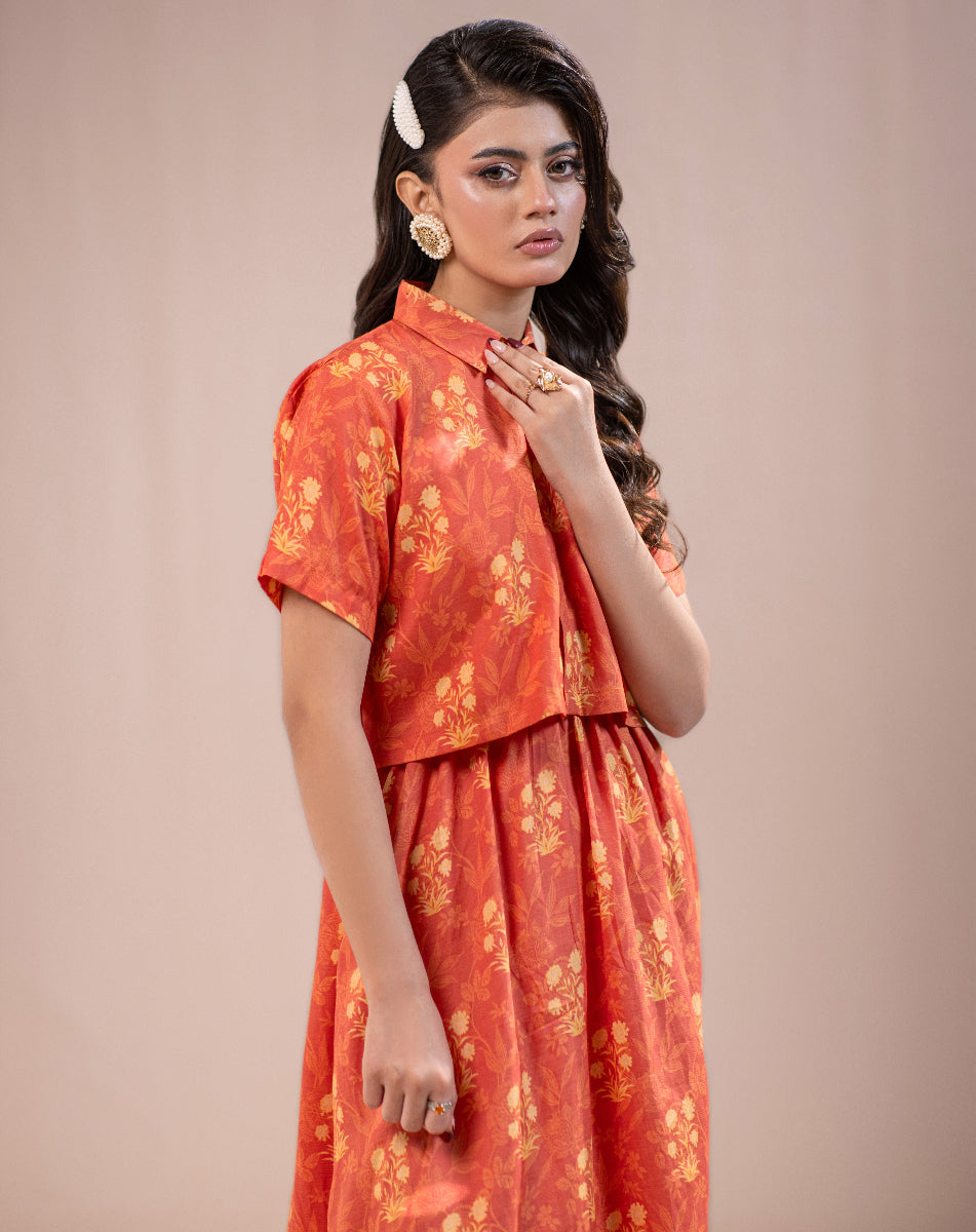 PRINTED RAW SILK 2PCS SUIT