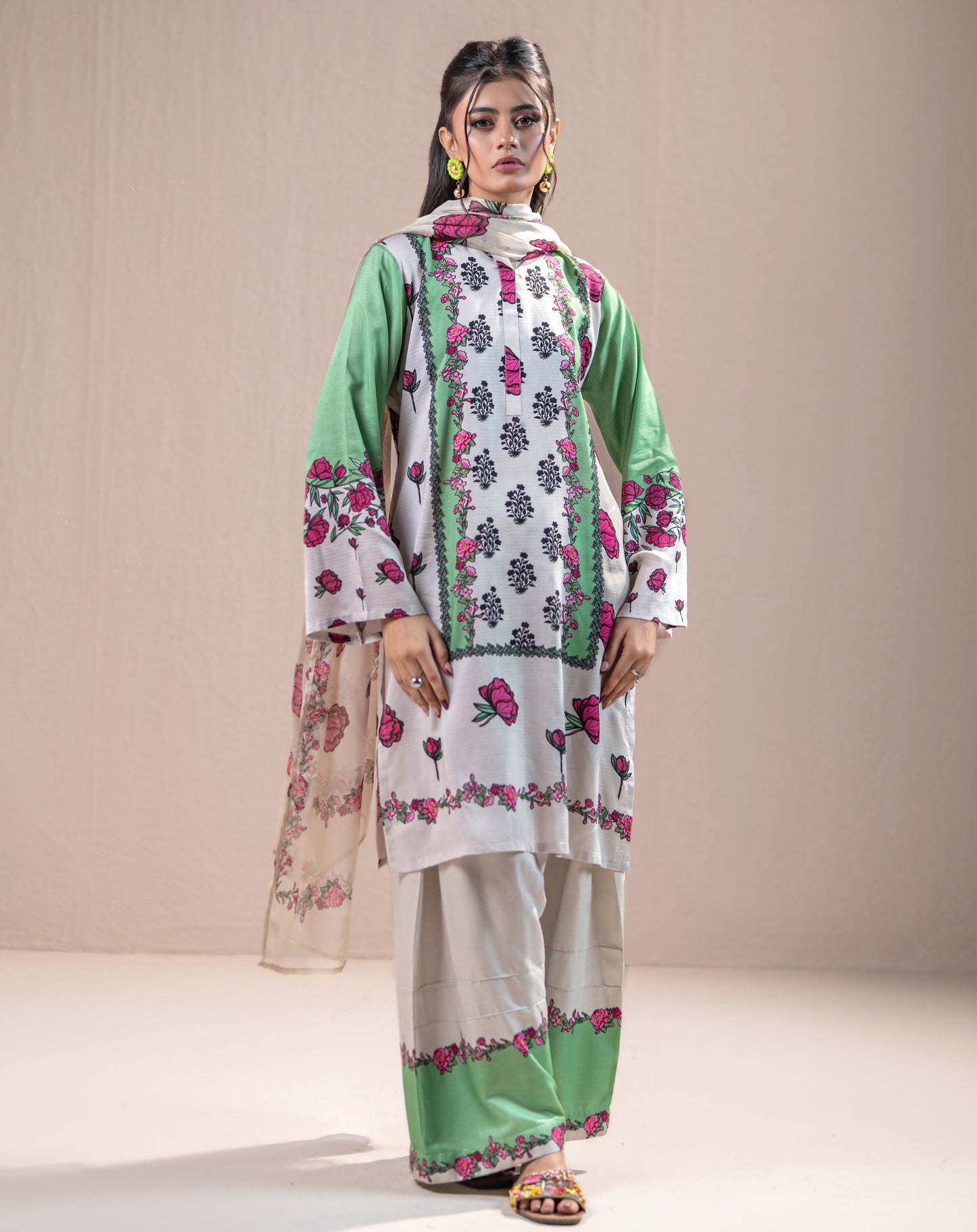 PRINTED LINEN 3PCS SUIT